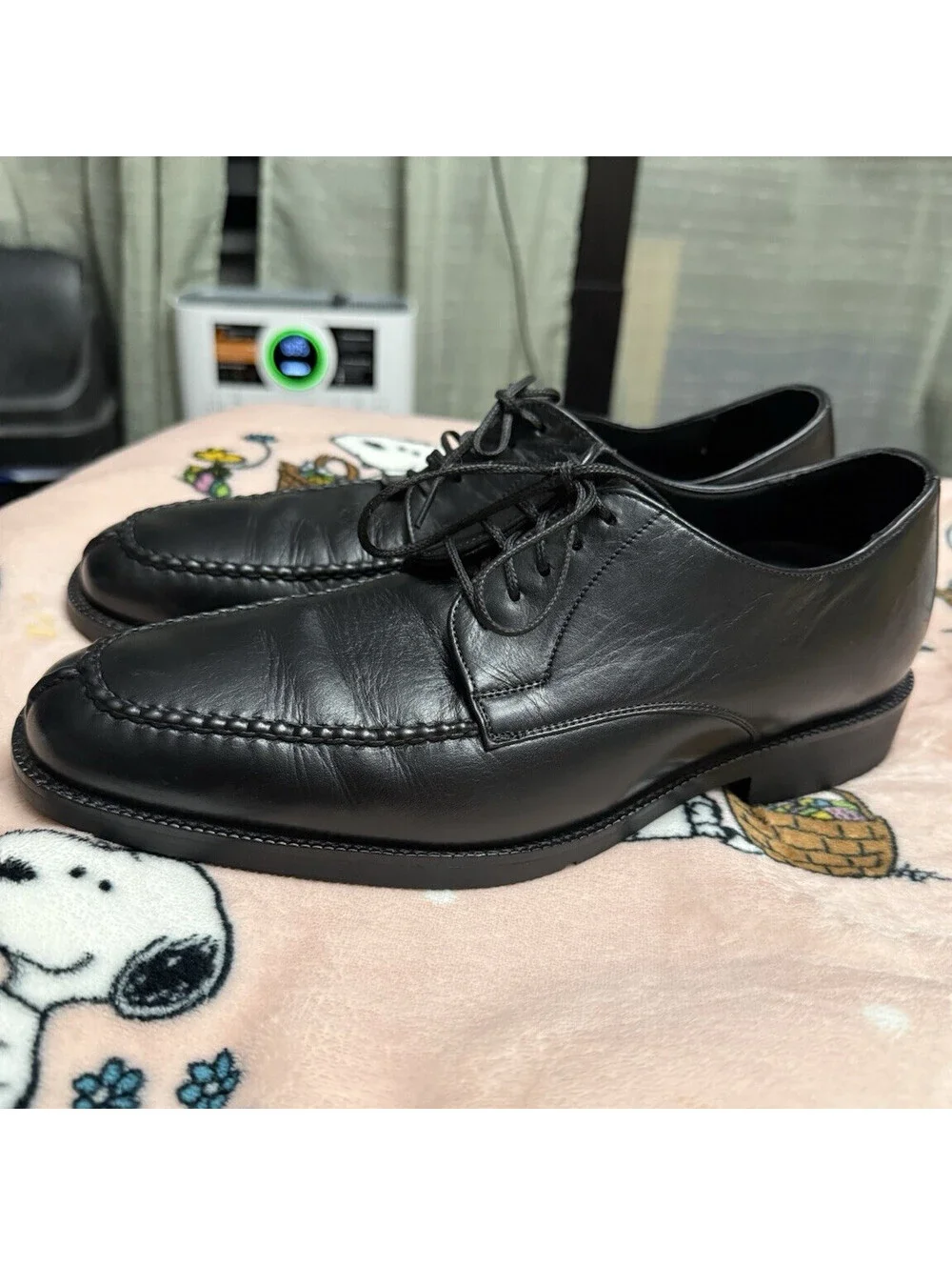 Neil M. Men's Black Leather Lace-Up Derby Dress Shoes Square Toe US 9 D